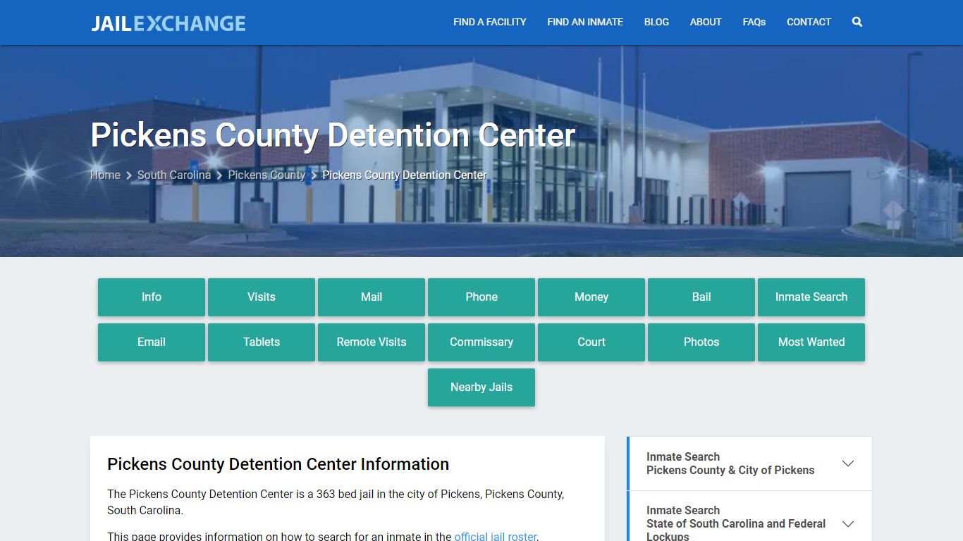 Pickens County Detention Center, SC Inmate Search, Information